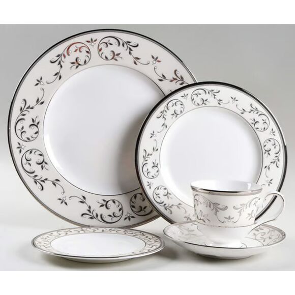 Lenox 5 Piece Place Setting Opal Innocence Silver - Picture 1 of 8